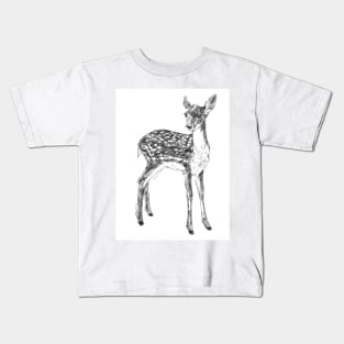 Ink drawing of a fawn Kids T-Shirt